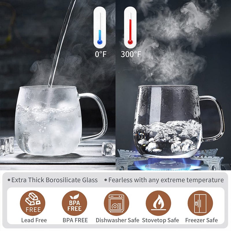 DOPUDO Glass Tea Cup with Infuser and Lid, 17.6oz/520ml Large Borosilicate Teacup,Tea Glass, Clear Mug for Loose Leaf Tea, Blooming Tea, Microwave & Dishwasher Safe - Tea Maker Gift for Birthday. - Image 5