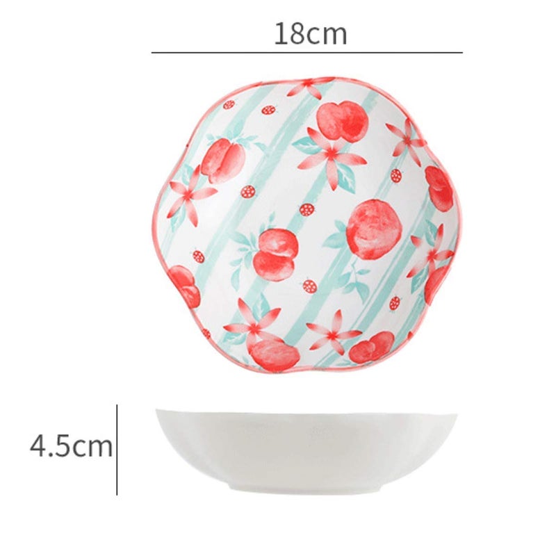 KOOSHLO Multi use Round Ceramic Bowl Melon Design Kitchen Platter Dining Container,Soup, Rice, Salad, Snack, Microwave, and Oven Safe. (Tomato) - Image 4