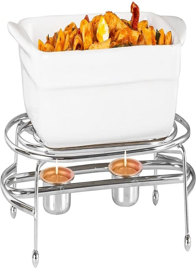 Innoteck - Innoteck Essentials Chrome Food Warmer 28cm - With Double Tea Light Candle - Keep Your Food Hot - Ideal for Buffet Catering, Restaurants, Dinner, Weddings, Parties, and Picnic - Image 1