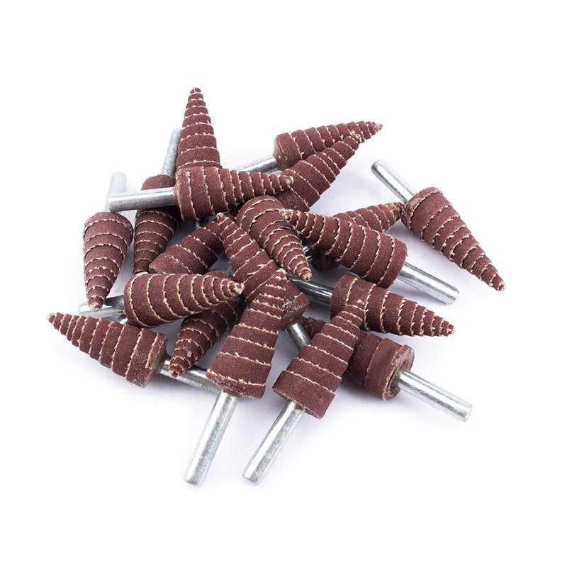 Baisiky 20Pcs 6x16mm Cone Shape Sandpaper Deburring Sanding Polishing Flap Wheel Grinding Head Rotary Tool for Grinding and Polishing 1/4" Shank 240 Grit - Image 1