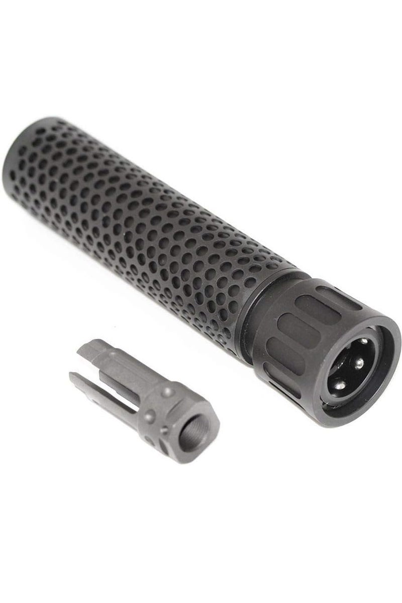 KAC Style QDC/CQB Airsoft Suppressor Extend Barrel Tube with -14mm CCW Flashider Black - Image 1