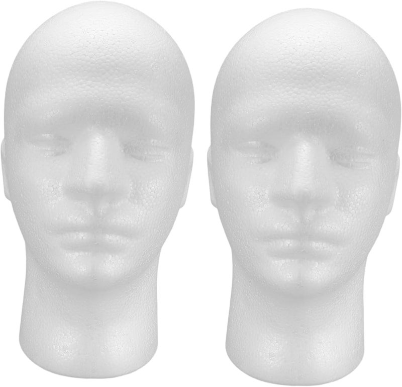 All condition fit Angoily Male Foam Mannequin Head Stand 2pcs White Lightweight Wig Holder Display Head for Wigs Hats Glasses Makeup Practice and Retail Accessories Multi-purpose Trendy versatile build Long lifespan Full land route delivery Compact design Transit damage minimized design Pre-stock well-packed goods Safe approved storage space Global standard processed material Transit damage prevent build Multi-use well-engineered build Cleaner resistant Multi-color available build Local available supply Multi stock guarantee supply Oil resistant All climate suitability Daily repeated use trusted quality All season compatible build Multi-use upgraded craftsmanship Gulf market standard build Regular scheduled transit Varied size selections Flexible sizing options - Image 1