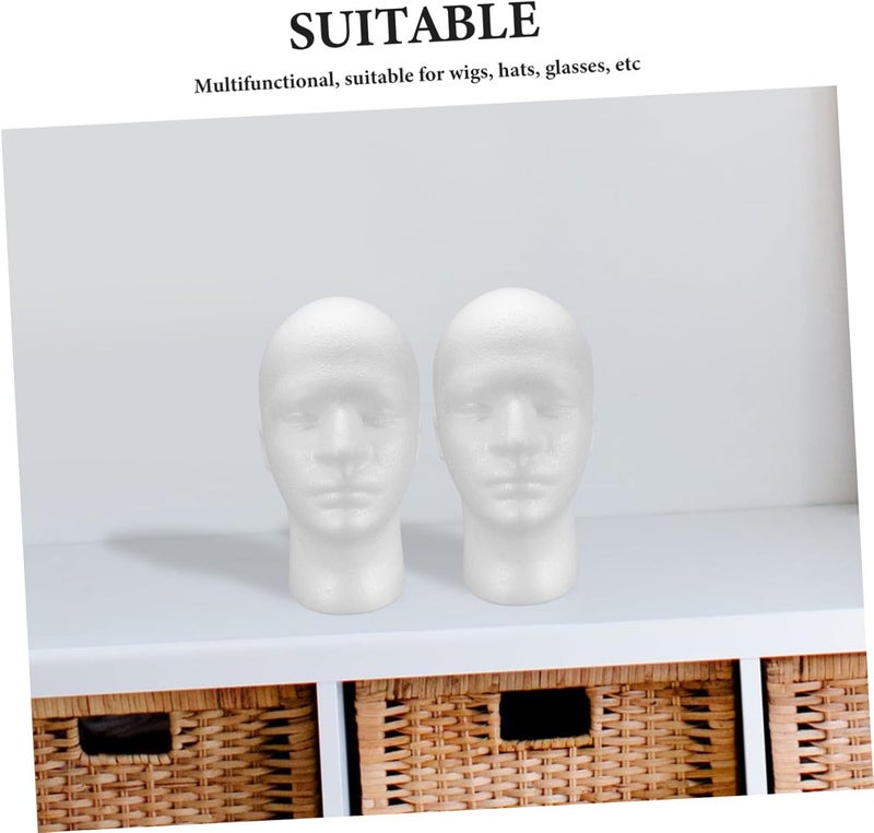 All condition fit Angoily Male Foam Mannequin Head Stand 2pcs White Lightweight Wig Holder Display Head for Wigs Hats Glasses Makeup Practice and Retail Accessories Multi-purpose Trendy versatile build Long lifespan Full land route delivery Compact design Transit damage minimized design Pre-stock well-packed goods Safe approved storage space Global standard processed material Transit damage prevent build Multi-use well-engineered build Cleaner resistant Multi-color available build Local available supply Multi stock guarantee supply Oil resistant All climate suitability Daily repeated use trusted quality All season compatible build Multi-use upgraded craftsmanship Gulf market standard build Regular scheduled transit Varied size selections Flexible sizing options - Image 3