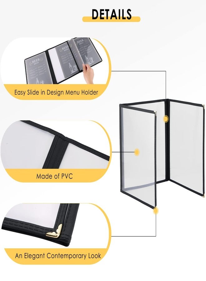 MYFULLY 8.5 x 11 Inch Menu Covers | Pack of 10 Transparent Restaurant Menu Covers, American Style Menu Holders for Restaurants, Bars, Cafes, Food & Drink (8.5"x 11" (3 Pages, 6 View)) - Image 4