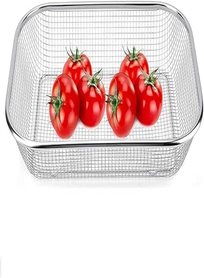 DUANT Drain Basket Steel Big Drain Basket Steel Big Drip Tray Spoon Holder Dish Drainer Kitchen Drying Stand Plate Rack Mesh Sink Rectangle Mesh Fruits, Vegetable, Drainer Washer [1PCS] - Image 2