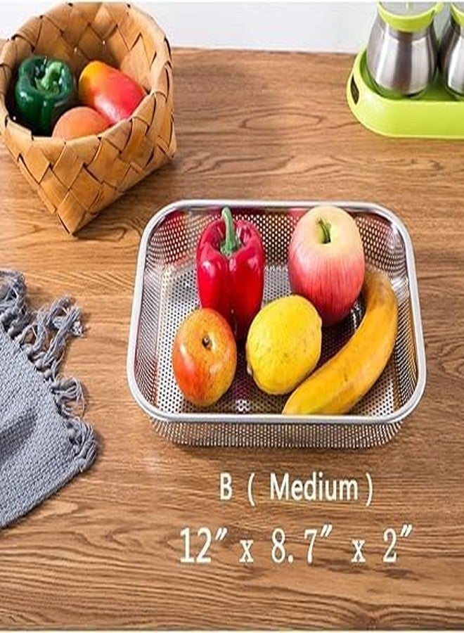 DUANT Drain Basket Steel Big Drain Basket Steel Big Drip Tray Spoon Holder Dish Drainer Kitchen Drying Stand Plate Rack Mesh Sink Rectangle Mesh Fruits, Vegetable, Drainer Washer [1PCS] - Image 3