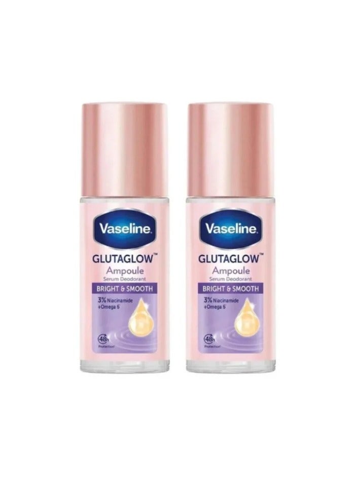 فازلين مزيل عرق فازلين جلوتاجلو برايت آند سموث - 45 مل، قطعتين