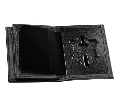 Perfect Fit Shield Wallets Hidden Badge Bifold Wallet Massachusetts State Police MSP Badge and ID Case Cutout PF173 Black Leather - Image 1