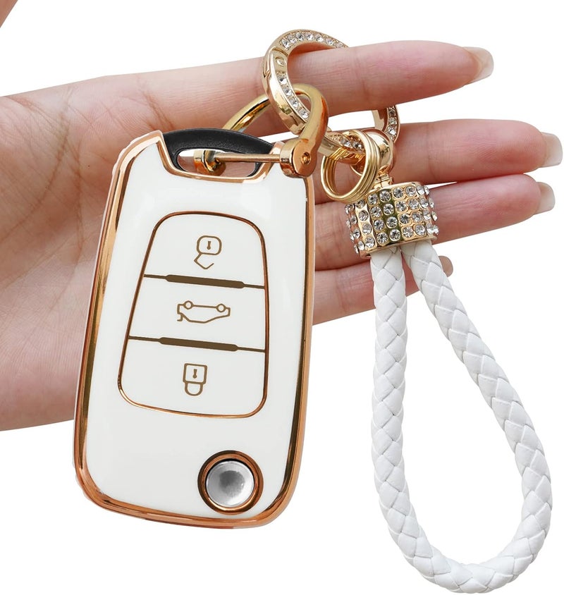 TTCR-II Yumzeco Car Key Cover for Hyundai and Kia - 3 Buttons Remote Key Fob Cover with Keychain - Image 1