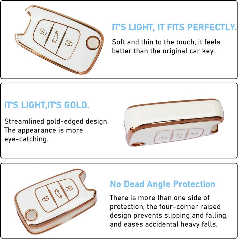 TTCR-II Yumzeco Car Key Cover for Hyundai and Kia - 3 Buttons Remote Key Fob Cover with Keychain - Image 4