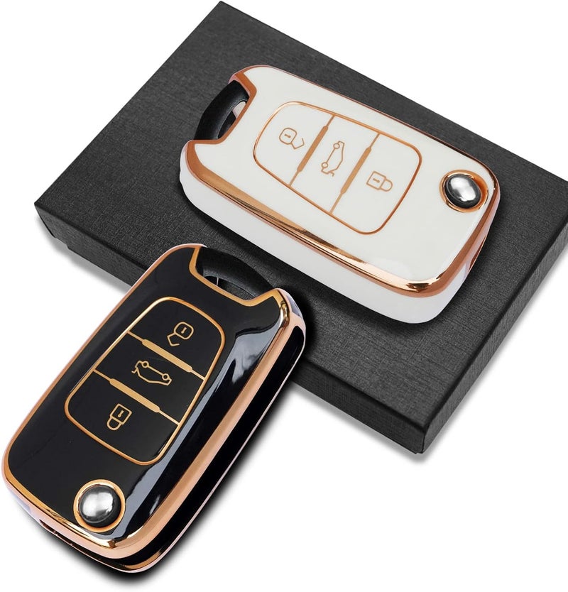 TTCR-II Yumzeco Car Key Cover for Hyundai and Kia - 3 Buttons Remote Key Fob Cover with Keychain - Image 5
