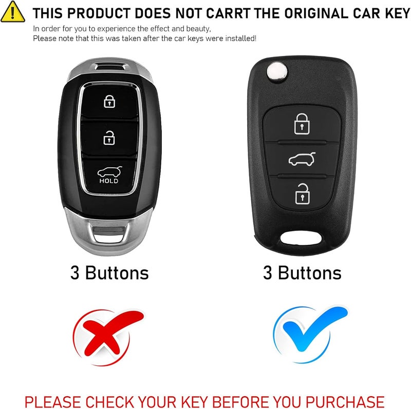 TTCR-II Yumzeco Car Key Cover for Hyundai and Kia - 3 Buttons Remote Key Fob Cover with Keychain - Image 2