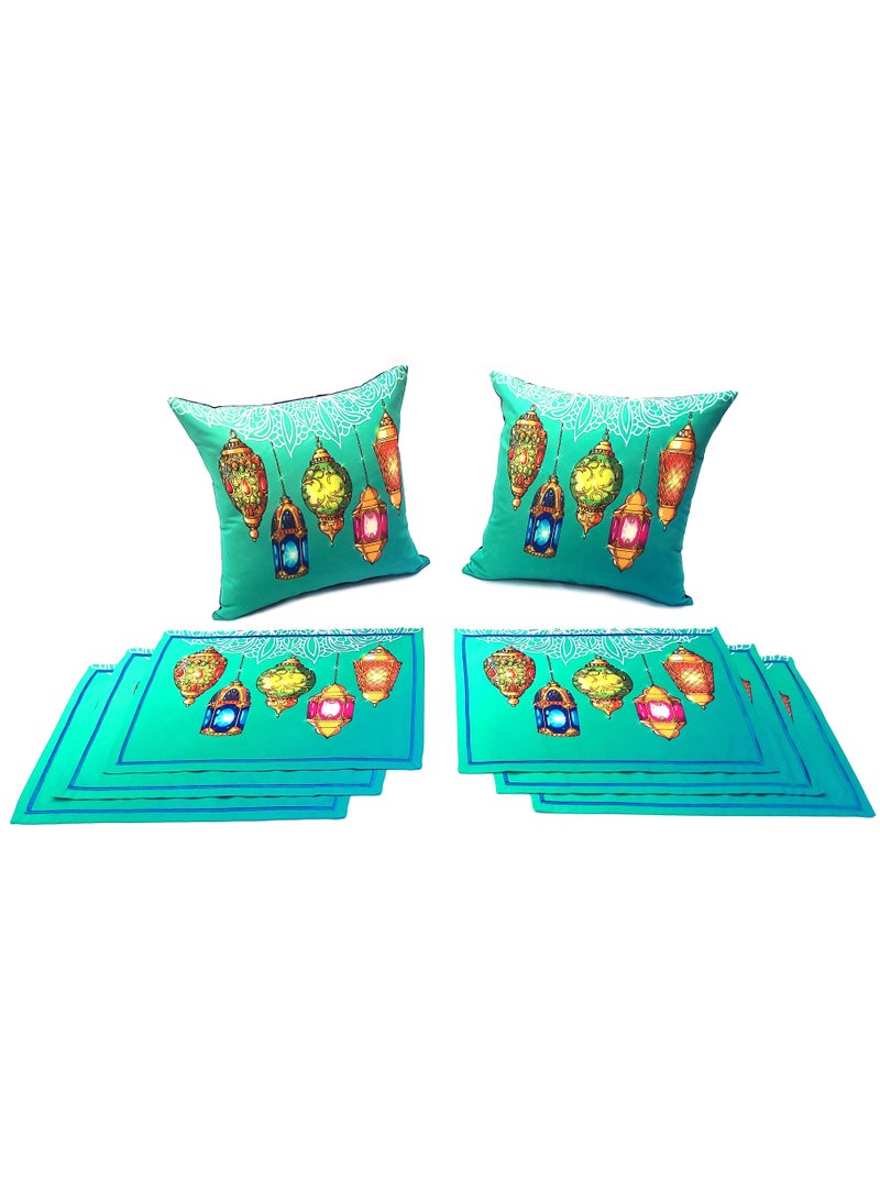 Alwan مجموعة من 6 حصائر رمضان و 2 غطاء وسادة - Image 1