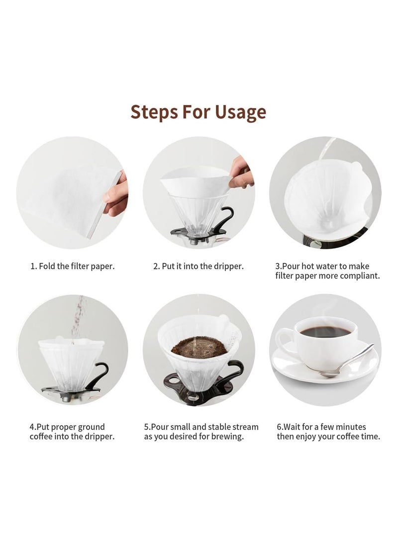 Beauenty - 100 Count Disposable Coffee Paper Filters, V60 Coffee Filters Cone Unbleached Disposable Coffee Filters, Cone Paper Fits for Drip and Compatible with Pour Over Coffee Maker - Image 1