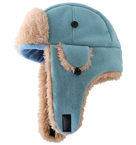 Connectyle Little Boys Fleece Trapper Hat Ushanka Warm Hats with Earflaps Winter Hat M Light Blue - Image 3