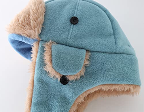 Connectyle Little Boys Fleece Trapper Hat Ushanka Warm Hats with Earflaps Winter Hat M Light Blue - Image 4