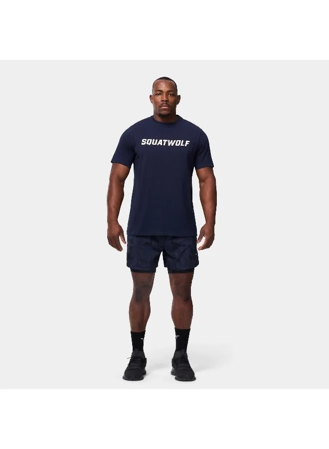 Squatwolf Navy Wordmark Regular T-Shirt for Men | Best Price UAE