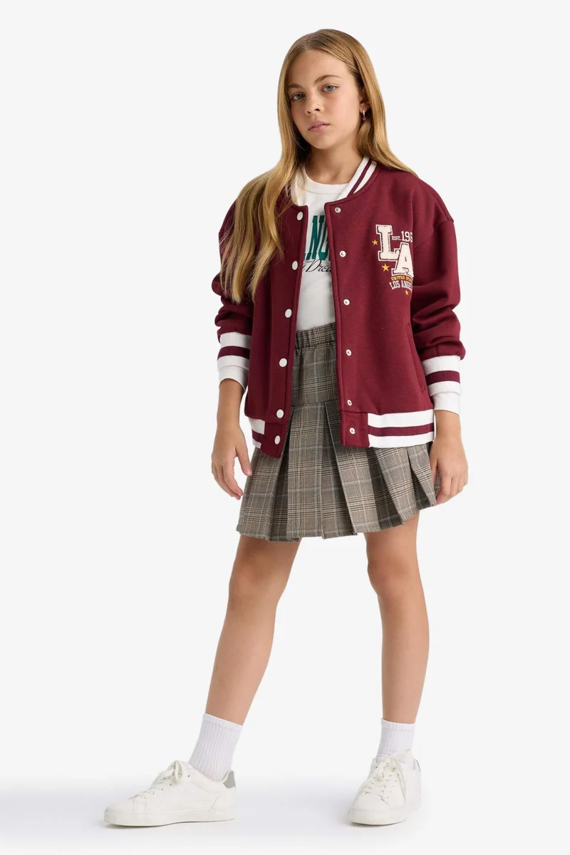 DeFacto Girl Elastic Waist Plaid Pleated Skirt