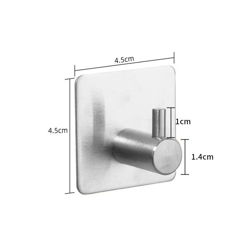 304 Stainless Steel Strong Adhesive Hook Non-Perforated Seamless Single Hook Bathroom Kitchen Door Rear Metal Coat Hook - Image 1