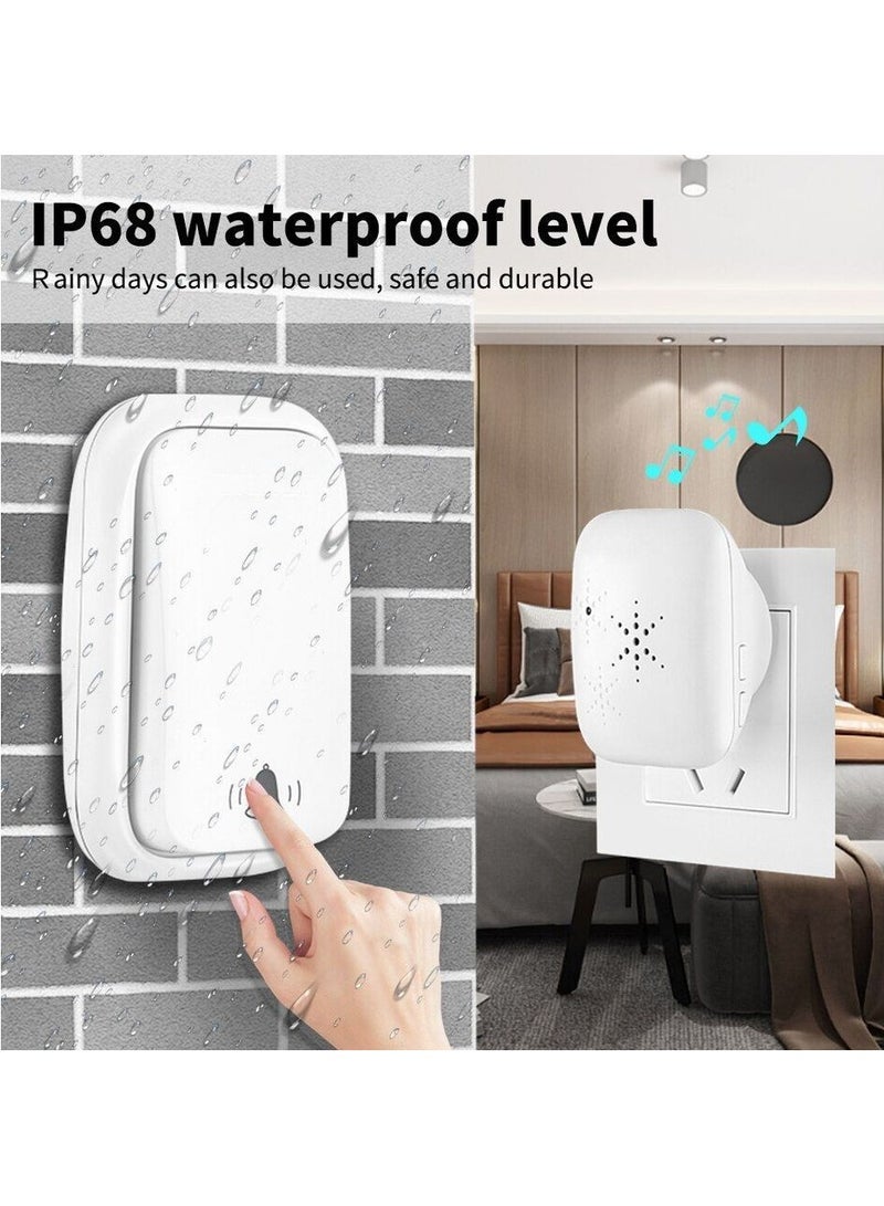 WenHIOT wireless doorbell for home Battery Free Waterproof US EU UK Plug Doorbell 38 Songs Welcome Home - Image 3