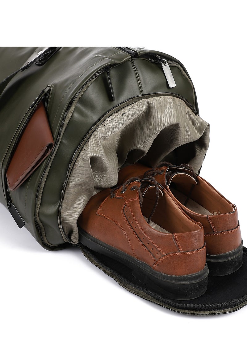 Crossland CROSSLAND Multifunctional Convertible Garment Duffel Bag Suit Storage Bag With Shoe Pouch Large Capacity Carry On Luggage For Travel -Olive  - Image 3
