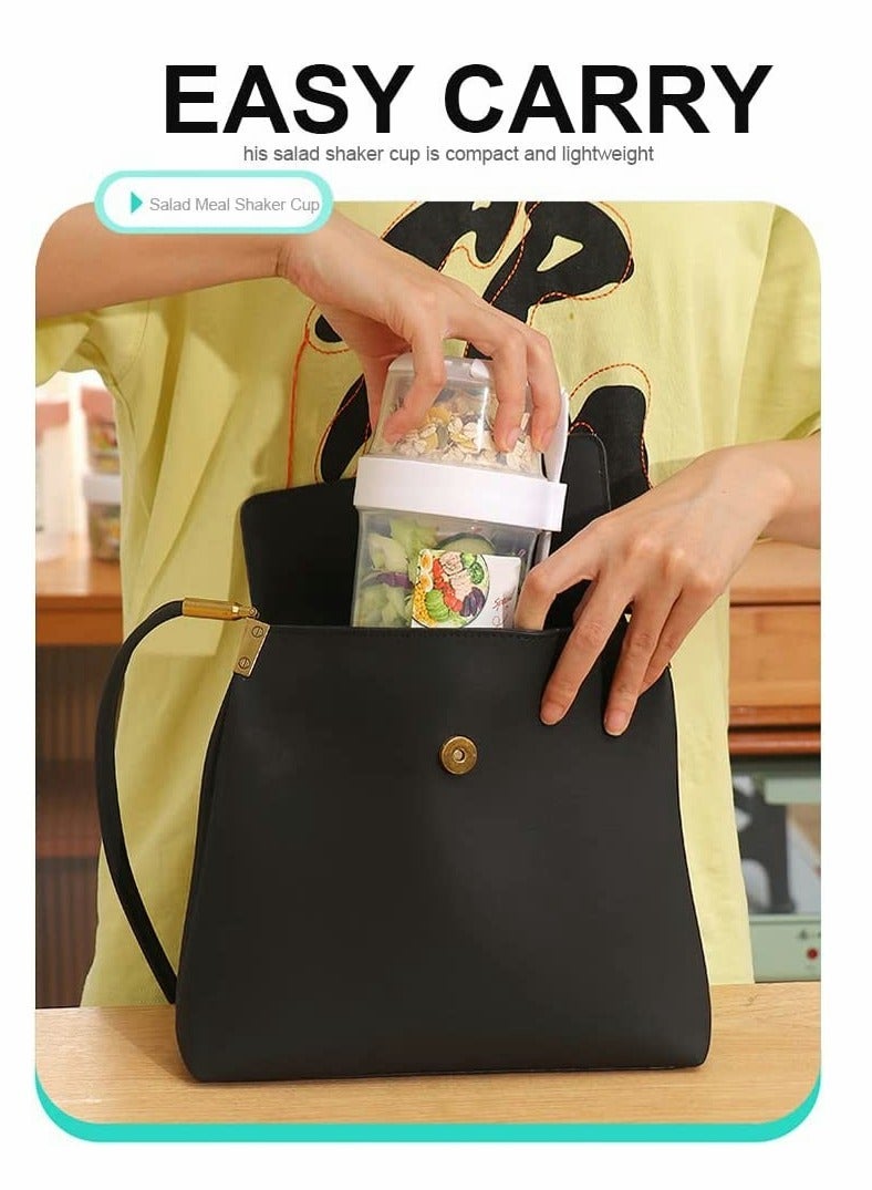 Salad Shakers Keep Fit Salad Meal Shaker Cup Salad Container for Lunch Portable Fruit and Vegetable Salad Cups Container with Fork Salad Dressing Holder Reusable Work (Small Green) - Image 5