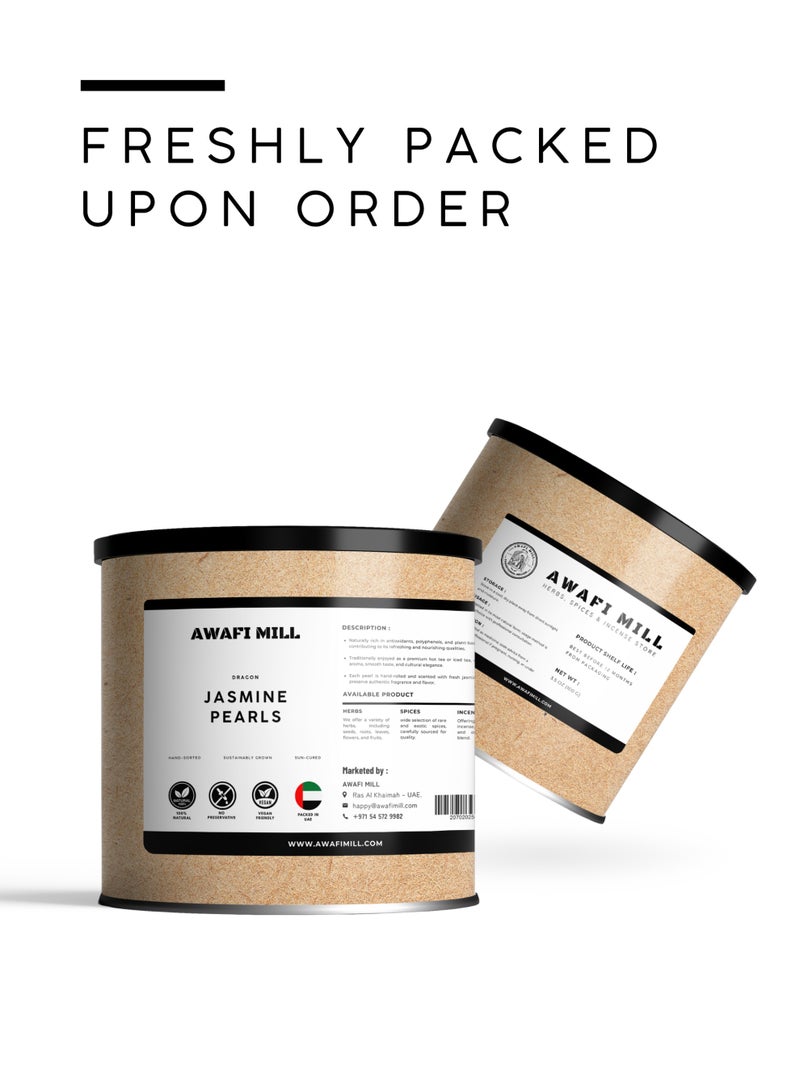 AWAFI MILL Jasmine Dragon Pearl Tea | Hand-Rolled Green Tea Pearls Infused with Jasmine Blossoms | Loose Leaf Premium Tea for Multiple Infusions - 100 g | 3.5 Oz - Image 5