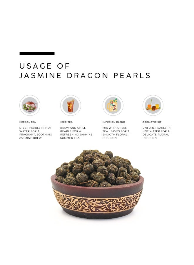 أباميك شاي لؤلؤة الياسمين من أوافي ميل | لآلئ شاي أخضر ملفوفة يدويًا، غنية بأزهار الياسمين | شاي فاخر بأوراق سائبة، يُحضّر بطرق متعددة - ١٠٠ غرام | ٣.٥ أونصة - Image 4