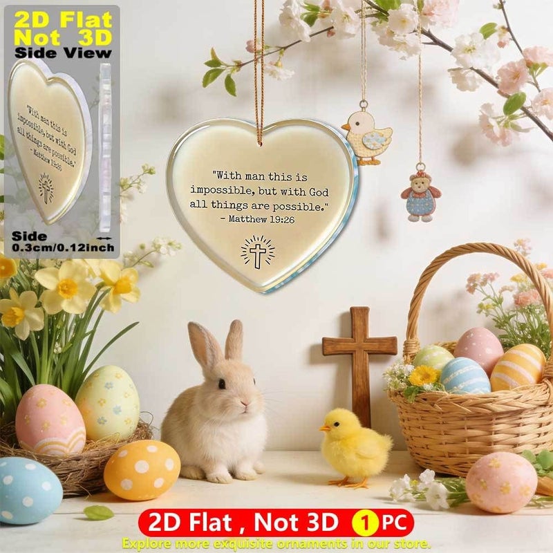 2D Flat Acrylic Heart Shaped Hanging Decoration Inspirational Scripture Car Charm Memorial Gift - Image 4