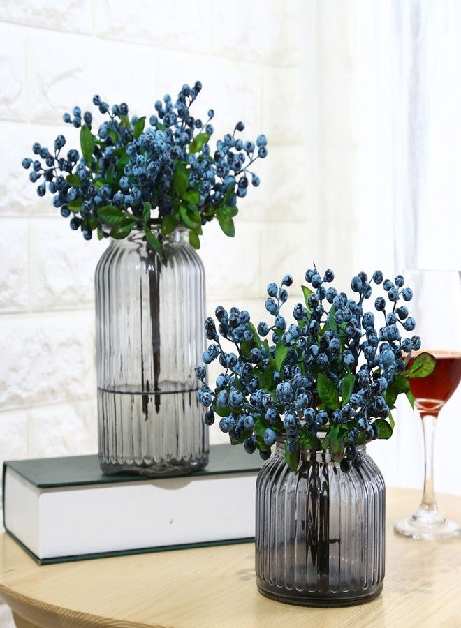 UUPP 6 Pcs Artificial Blueberries Fake Blue Berries Fruit Blueberry Artificial Flowers Plant for Home Wedding Office Party Decor, 9.1 Inches - Image 2