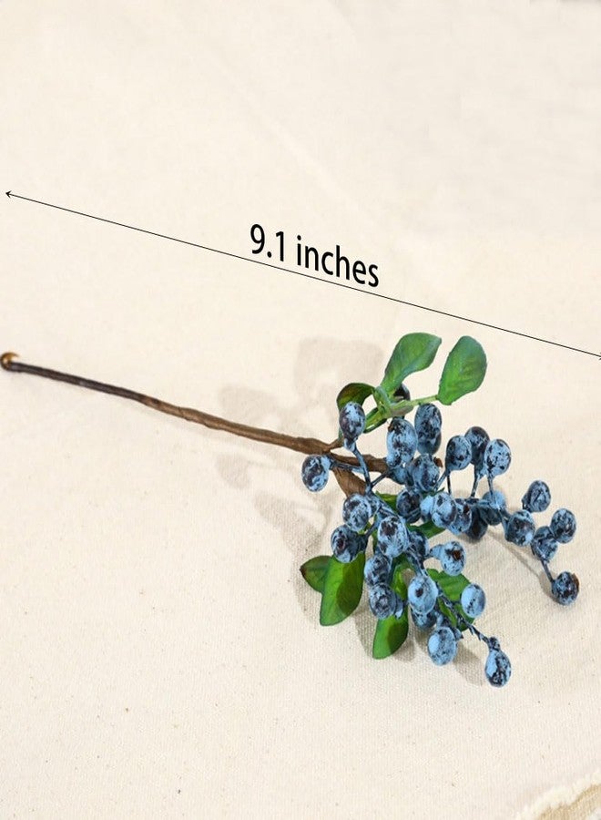 UUPP 6 Pcs Artificial Blueberries Fake Blue Berries Fruit Blueberry Artificial Flowers Plant for Home Wedding Office Party Decor, 9.1 Inches - Image 3