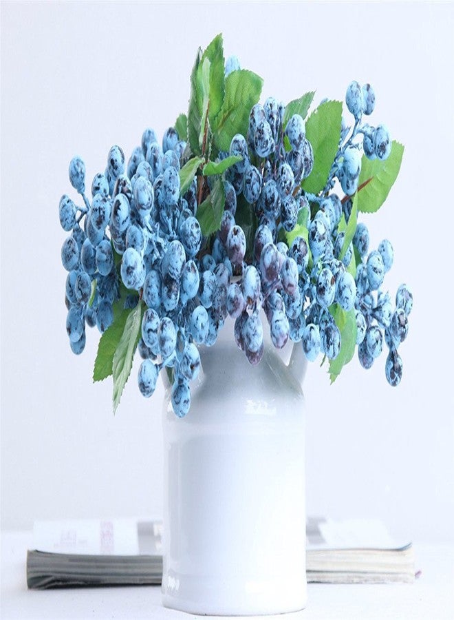 UUPP 6 Pcs Artificial Blueberries Fake Blue Berries Fruit Blueberry Artificial Flowers Plant for Home Wedding Office Party Decor, 9.1 Inches - Image 4