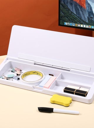 Small Glass Desktop Whiteboard Dry-Erase-Board - Computer Keyboard Stand White Board Surface Pad with Drawer, Desk Organizers with Accessories for Office, Home, School Supplies - view 4