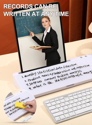 Small Glass Desktop Whiteboard Dry-Erase-Board - Computer Keyboard Stand White Board Surface Pad with Drawer, Desk Organizers with Accessories for Office, Home, School Supplies - view 2