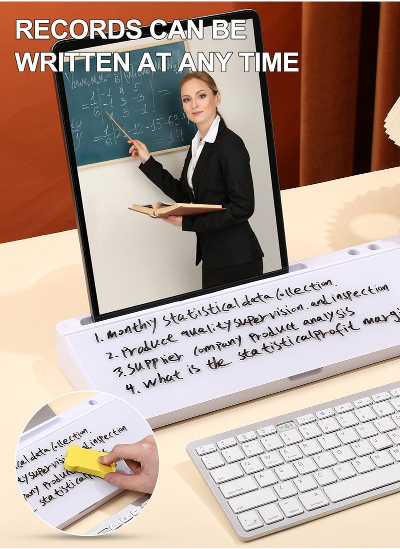 كيدل سبورة بيضاء صغيرة زجاجية قابلة للمسح الجاف - حامل لوحة مفاتيح كمبيوتر، وسادة سطح سبورة بيضاء مع درج، منظمات مكتبية مع ملحقات للمكتب والمنزل واللوازم المدرسية  - Image 2
