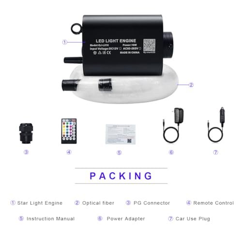 AKEPO 16W Fiber Optic Lights Optical Fibre Star Ceiling Light Kit RGBW APP+Music Control Car Home Use, Sound Sensor Light Source with 28key RF Musical Remote and Fiber Cable 450pcs 0.75mm 9.8ft/3m - Image 5