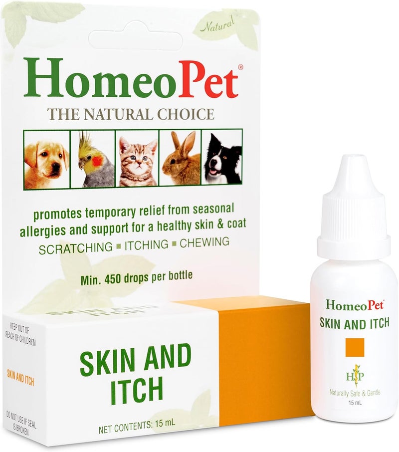 HomeoPet Skin & Itch Relief Drops for Pets, 15 ml - Natural Allergy Relief - Image 1