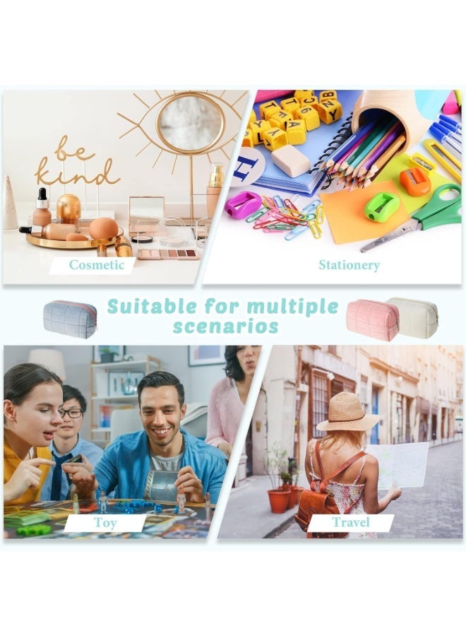 حقيبة ماكياج بلوش ، ، 3 قطع من أجهزة الكمبيوتر كيس مستحضرات التجميل زيبر حقيبة السفر محمولة متعددة الوظائف كيس القدرة لطيف فرشاة ماكياج كيس تخزين ، الوردي ، الأزرق ، الأبيض - Image 5