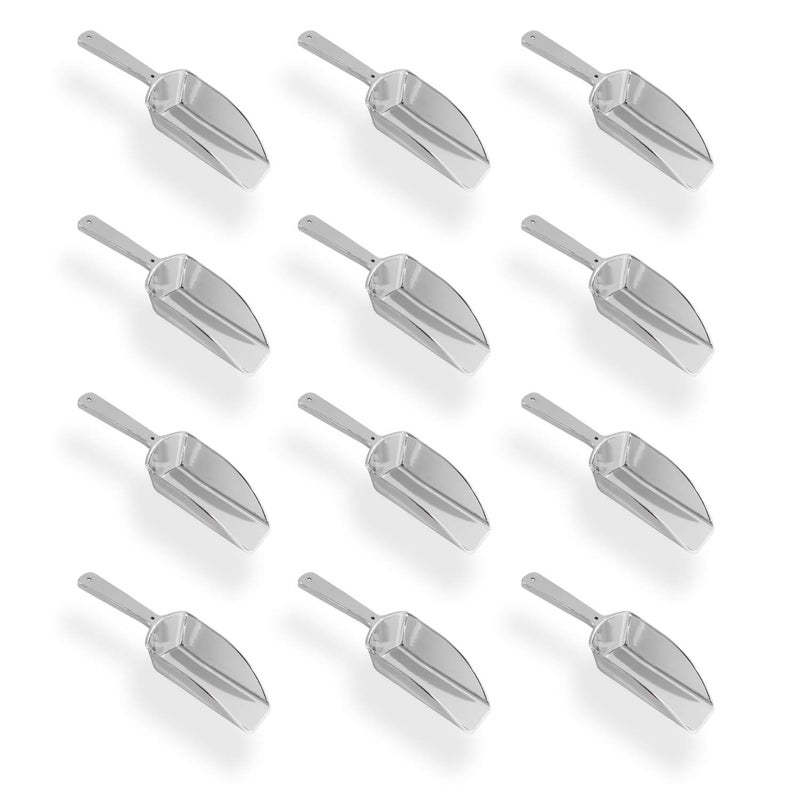 Super Z Outlet 55 Mini Acrylic Plastic Kitchen Scoops for Weddings Candy Dessert Buffet Ice Cream Protein Powders Coffee Tea Silver