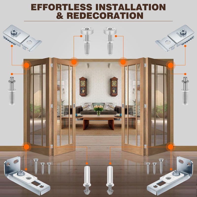 POSTANTIN Bifold Closet Door Hardware Kit with Top/Bottom Bracket, Guide Wheel & Pivot Folding Door Hardware Replacement, Bifold Door for 7/8" to 1" Bifold Door Track(2 Pack) - Image 3