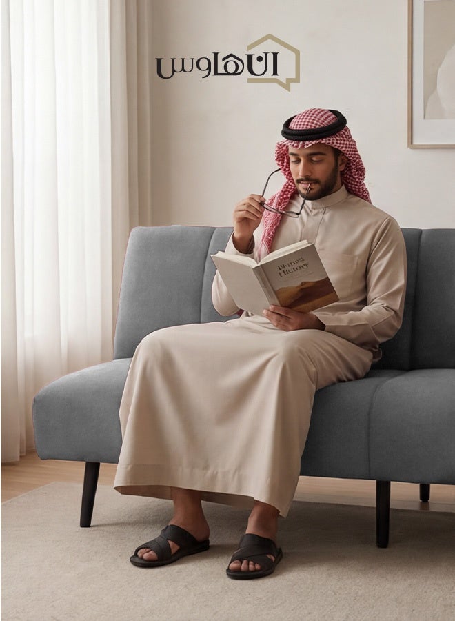 In-House Sana | Sofabed 2 In 1 Upholstered In Linen - Light Grey - Image 3