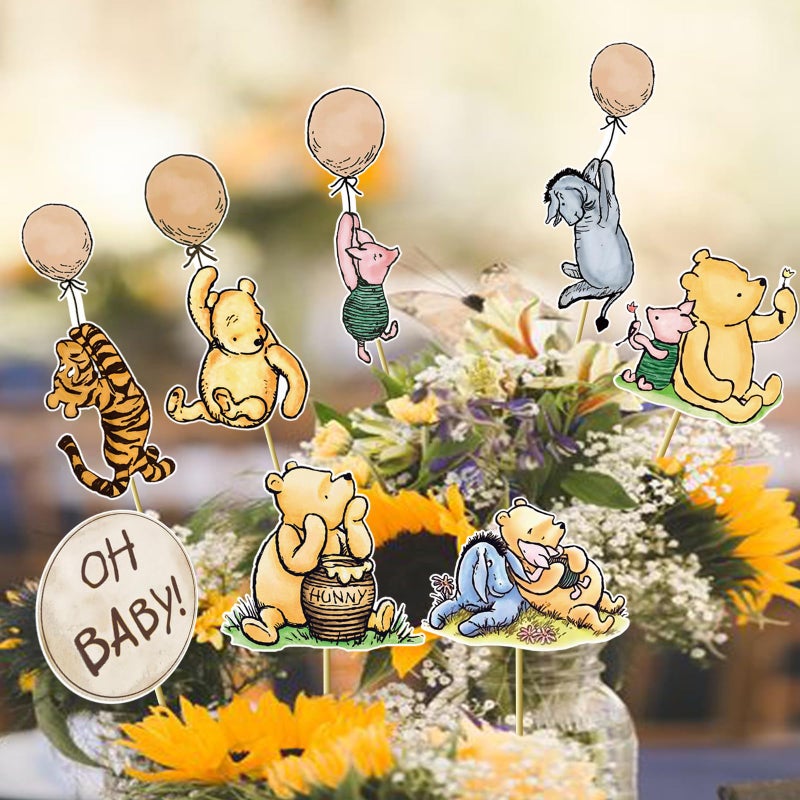 Thcbme 16Pcs Classic Winnie Centerpieces for Baby Shower Decorations Table Signs for Baby Shower Birthday Party Decorations - Image 5