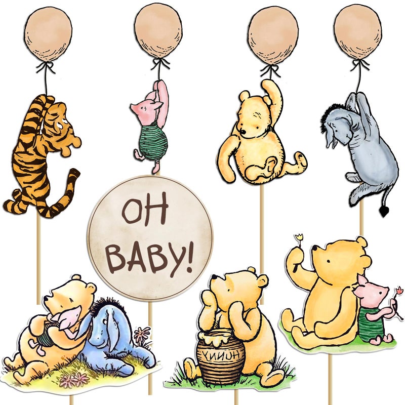 Thcbme 16Pcs Classic Winnie Centerpieces for Baby Shower Decorations Table Signs for Baby Shower Birthday Party Decorations - Image 1