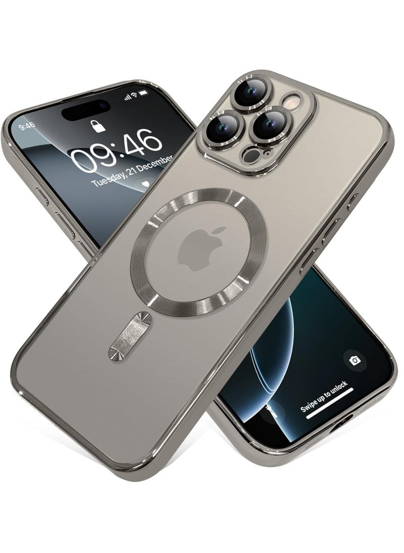 JAJEEK iPhone 16 Pro Max Magnetic Case with Built-in Camera Lens Protector – MagSafe Compatible, Soft TPU Anti-Scratch Shockproof Slim Clear Cover for Women & Men, Natural Titanium - Image 4