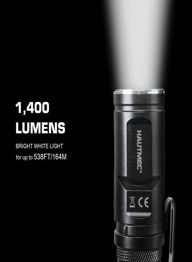 HAUTMEC مصابيح يدوية قابلة لإعادة الشحن من HAUTMEC بقوة 1400 لومن، مصباح يدوي EDC LED مع رأس دوار بزاوية 90 درجة و5 أوضاع وقاعدة مغناطيسية للتخييم والعمل والأنشطة الخارجية والمشي لمسافات طويلة والطوارئ - Image 2