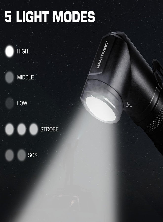HAUTMEC مصابيح يدوية قابلة لإعادة الشحن من HAUTMEC بقوة 1400 لومن، مصباح يدوي EDC LED مع رأس دوار بزاوية 90 درجة و5 أوضاع وقاعدة مغناطيسية للتخييم والعمل والأنشطة الخارجية والمشي لمسافات طويلة والطوارئ - Image 4