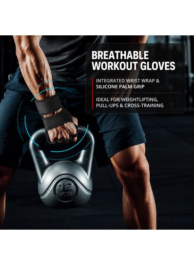 DBLEW Gym Workout Gloves with Wrist Wrap Support, Non-Slip Silicone Padded Weightlifting Gloves for Men and Women, Extra Large Size - Image 2