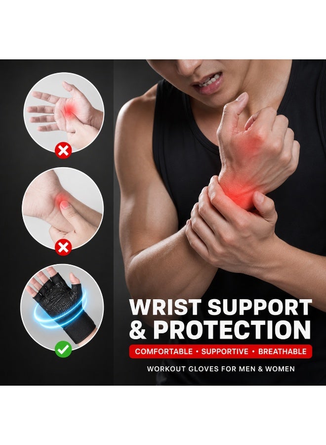 DBLEW Gym Workout Gloves with Wrist Wrap Support, Non-Slip Silicone Padded Weightlifting Gloves for Men and Women, Extra Large Size - Image 3