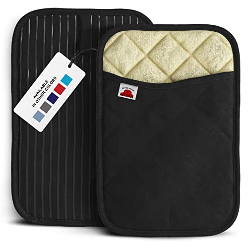 Big Red House - Silicone Pot Holders- Set of 2 Black- 10x3- Heat Resistant Kitchen Protectors for Hot Pans and Baking Professional Grade Cooking Mitts - Image 1