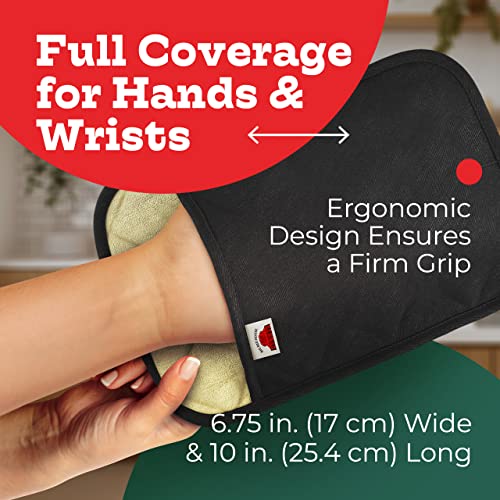 Big Red House - Silicone Pot Holders- Set of 2 Black- 10x3- Heat Resistant Kitchen Protectors for Hot Pans and Baking Professional Grade Cooking Mitts - Image 4